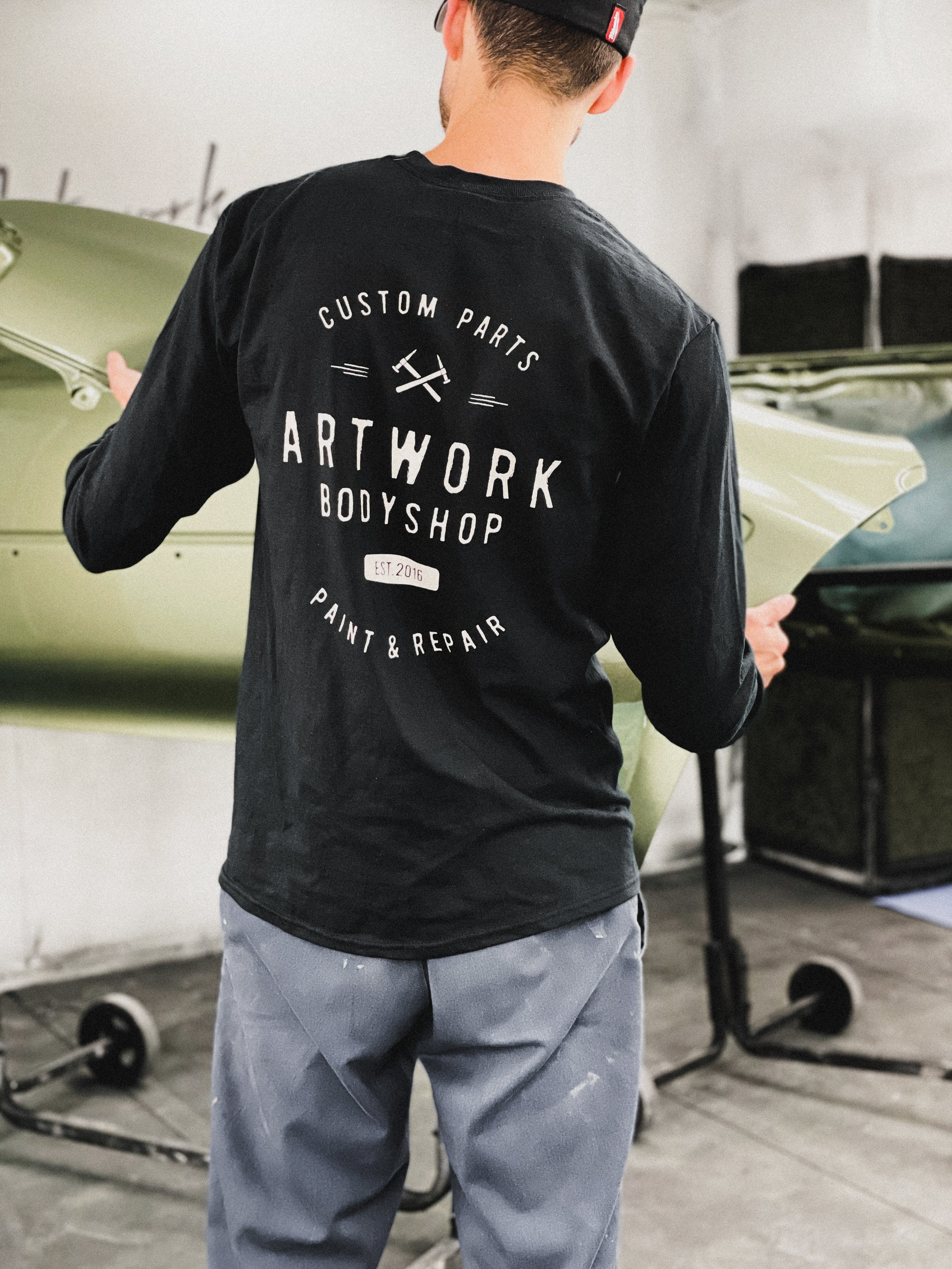 Artwork Vintage Logo Long Sleeve Shirt - Black - Artwork Bodyshop Inc.